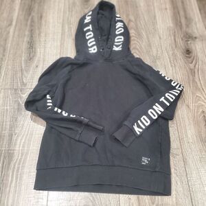 Kids Hoodie Size 9-10 Black Hoodie with White Text